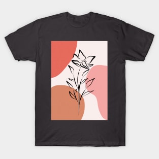 Abstract Botanical Dainty Line Flower T-Shirt